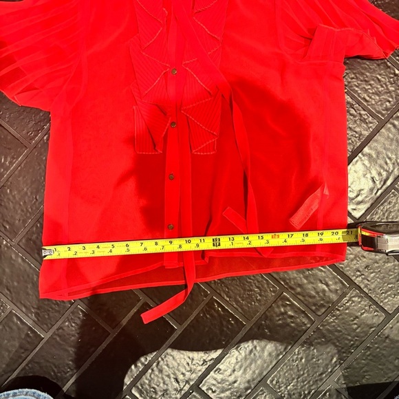 Zara Red Ruffled Short Sleeve Blouse - Picture 5 of 7